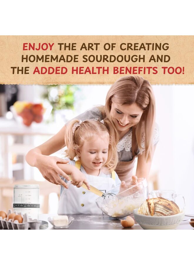 طقم خبز العجين المخمر الكامل (3 قطع)، طقم برطمان زجاجي لخبز العجين المخمر، مع العديد من لوازم خبز العجين المخمر - يتضمن الطقم برطمانًا للعجين المخمر - Image 5