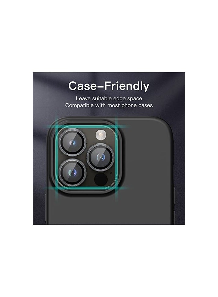 JETech Camera Lens Protector for iPhone 14 Pro 6.1-Inch and iPhone 14 Pro Max 6.7-Inch, 9H Tempered Glass Metal Individual Ring Cover, HD Clear, 1 Set (Space Black) - Image 2