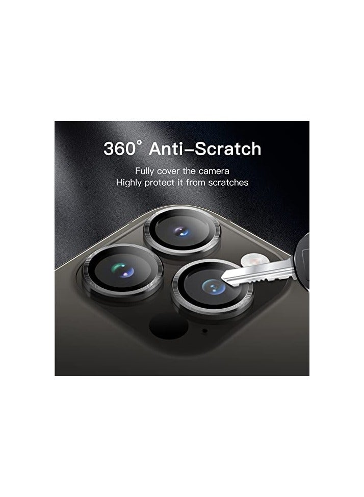JETech Camera Lens Protector for iPhone 14 Pro 6.1-Inch and iPhone 14 Pro Max 6.7-Inch, 9H Tempered Glass Metal Individual Ring Cover, HD Clear, 1 Set (Space Black) - Image 4