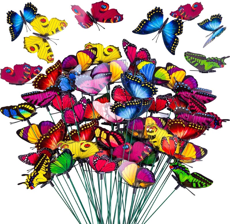 VGoodall All user affordable trusted quality 50PCS Butterfly Garden Decorations, 11.8 inch Butterfly Stakes Ornaments Artificial Waterproof Butterflies for Flower Bouquet Outdoor Indoor Yard Art Patio Plant Pot Flower Bed Home Décor Remote area delivery - Image 1