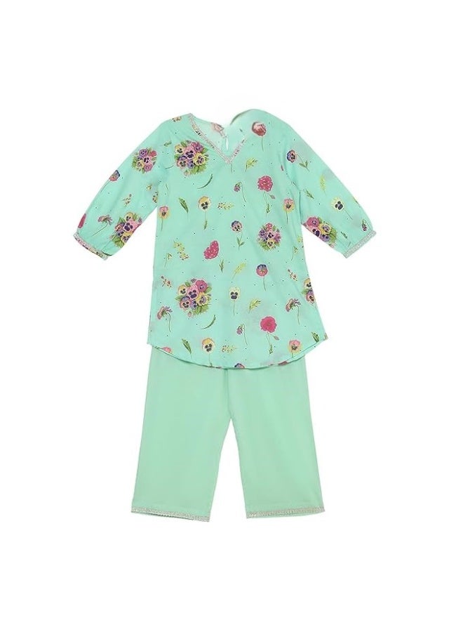 BIBA Girl Cotton Straight Printed KURTA Set 7TO8Y - Image 1