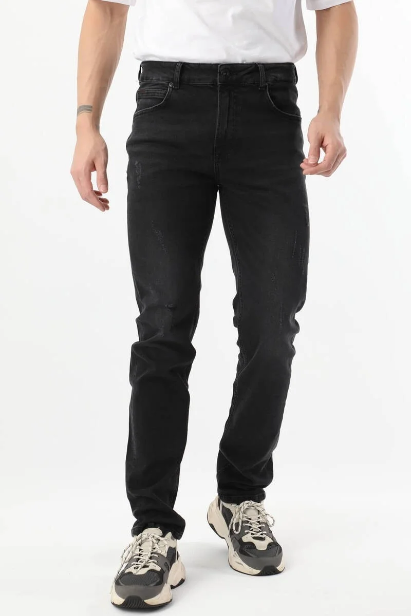 Banny Jeans Men Ripped Detailed Jean Trousers Black