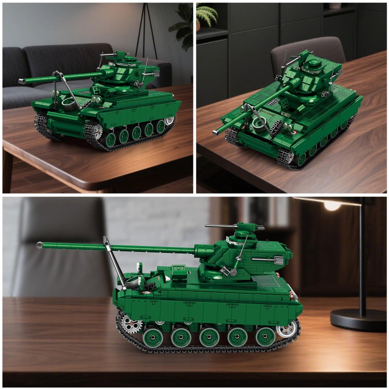 Reobrix AMX-13 Light Tank Building Set, 1:28 Scale Military French Tank Model Toy Set for Military Fans, 1037 PCS Collectible Building Block Kit, Ideal Gift for Adults Boys Age 14+ - Image 3