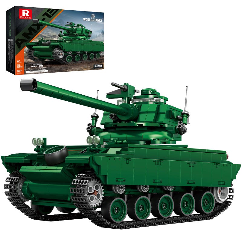 Reobrix AMX-13 Light Tank Building Set, 1:28 Scale Military French Tank Model Toy Set for Military Fans, 1037 PCS Collectible Building Block Kit, Ideal Gift for Adults Boys Age 14+ - Image 1