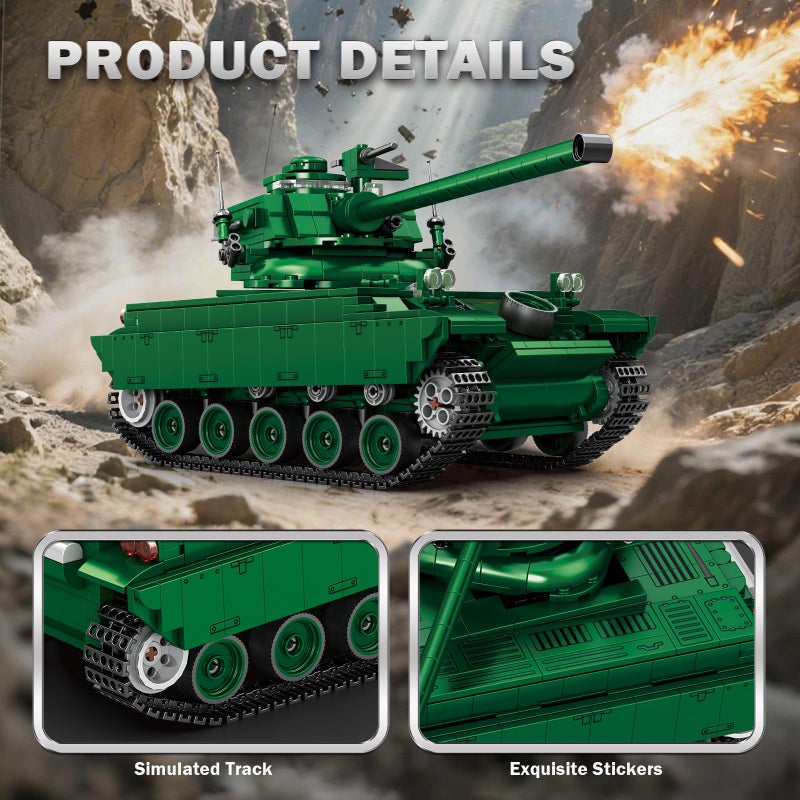 Reobrix AMX-13 Light Tank Building Set, 1:28 Scale Military French Tank Model Toy Set for Military Fans, 1037 PCS Collectible Building Block Kit, Ideal Gift for Adults Boys Age 14+ - Image 5