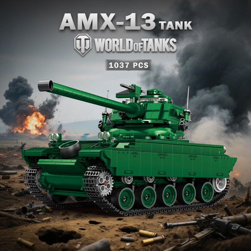 Reobrix AMX-13 Light Tank Building Set, 1:28 Scale Military French Tank Model Toy Set for Military Fans, 1037 PCS Collectible Building Block Kit, Ideal Gift for Adults Boys Age 14+ - Image 2