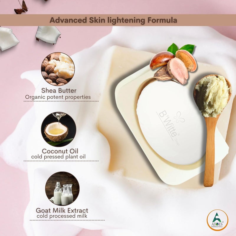ALLOES PHARMACEUTICALS ALLOES Skin Whitening Soap with Shea Butter Supports HealthyGlowing Skin Natural Bathing Bar for Men and Women Pack of 2 150gm  - Image 4