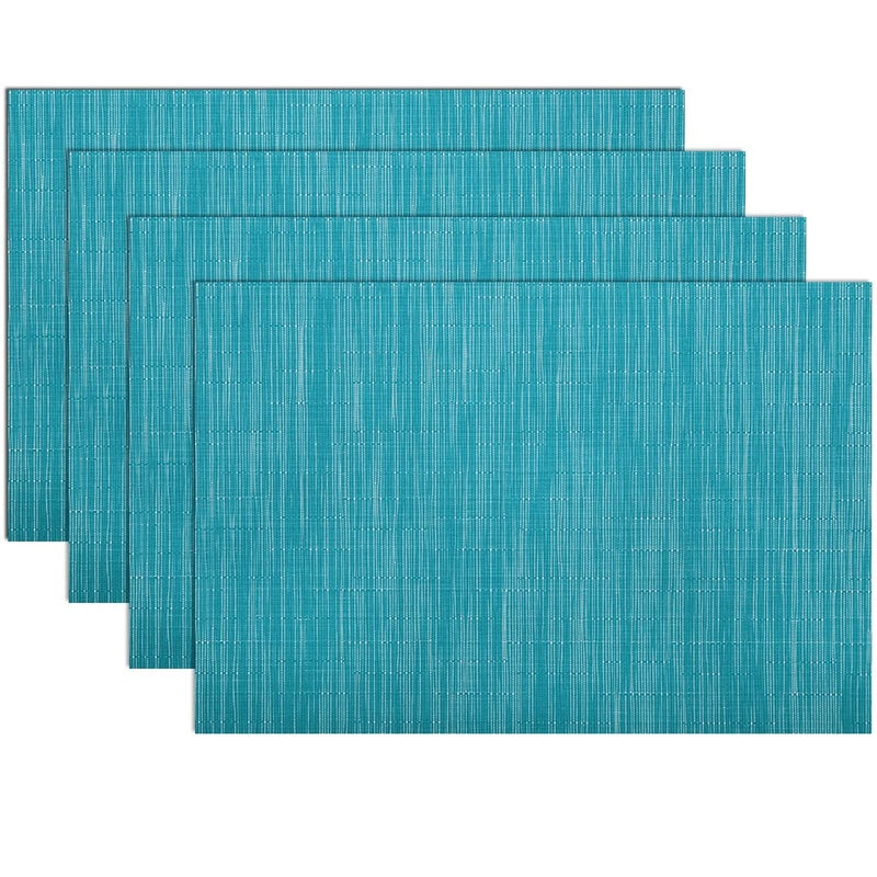 SHACOS Woven Vinyl Placemats Set of 4 Wipe Clean PVC Heat Resistant Place Mats Durable Waterproof Stain Resistant Indoor Outdoor Table Mats 4 Teal Blue