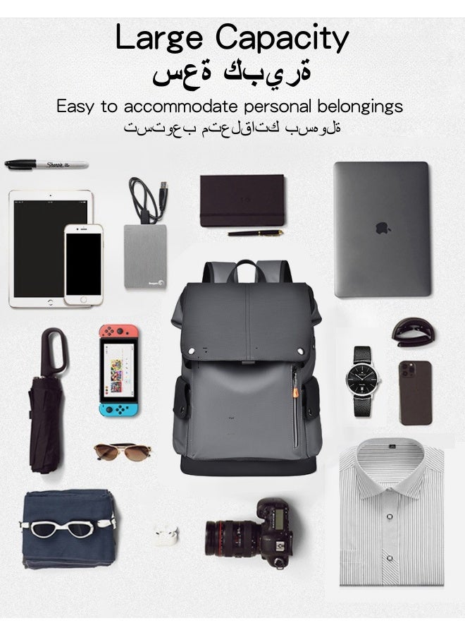 SHABILI Men's Contrast Color Backpack, Boys' Large Capacity School Bag Back Bag Laptop Bag Office Bag Briefcase, PU Leather Notebook Bag College Bag Tourist Bag Office Bag for Teenager and College Students - Image 5