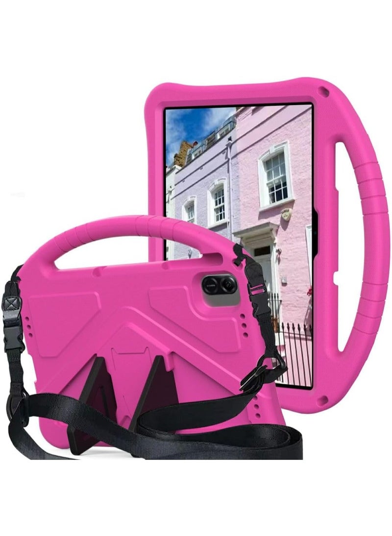 Kids Case for Honor Pad X8a 11.0 inch 2024 Released, EVA Lightweight Durable and Shockproof Case with Handle/Kickstand/Shoulder Strap - Rose Red - Image 1