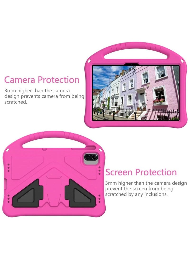Kids Case for Honor Pad X8a 11.0 inch 2024 Released, EVA Lightweight Durable and Shockproof Case with Handle/Kickstand/Shoulder Strap - Rose Red - Image 4