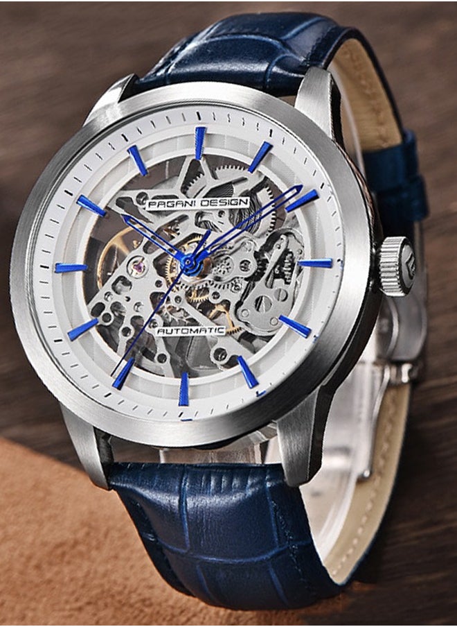 PAGANI DESIGN - Men's Automatic Mechanical Watches ,Waterproof,Leather Strap 43MM Mechanical Skeleton Sapphire Glass Surface Stainless Steel Case, Fashion Casual Business Watches PD1638 - Image 1
