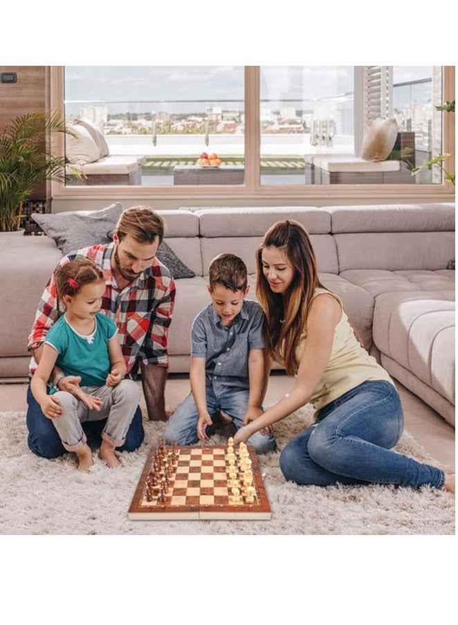 لعبة شطرنج خشبية، لعبة شطرنج 3 في 1، للنساء والرجال، لعبة الطاولة، لوح شطرنج قابل للطي، خشب، حقيبة قابلة للقفل، مجموعة شطرنج للأطفال والكبار، الحفلات والسفر، 29 × 29 سم - Image 4