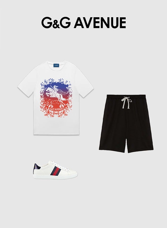 G&G AVENUE Men's Oversized round neck T-shirt, pure cotton thick and high-quality, 1/2 sleeve shirt slim fit new trend white Heavy cotton fabric - Image 3