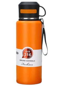 Happy Home Stainless Steel Thermos Flask with Tea Infuser and Cup Keeps Drinks Hot for 12 Hours and Cold for 6 Hours 800ml - Orange  - Image 1