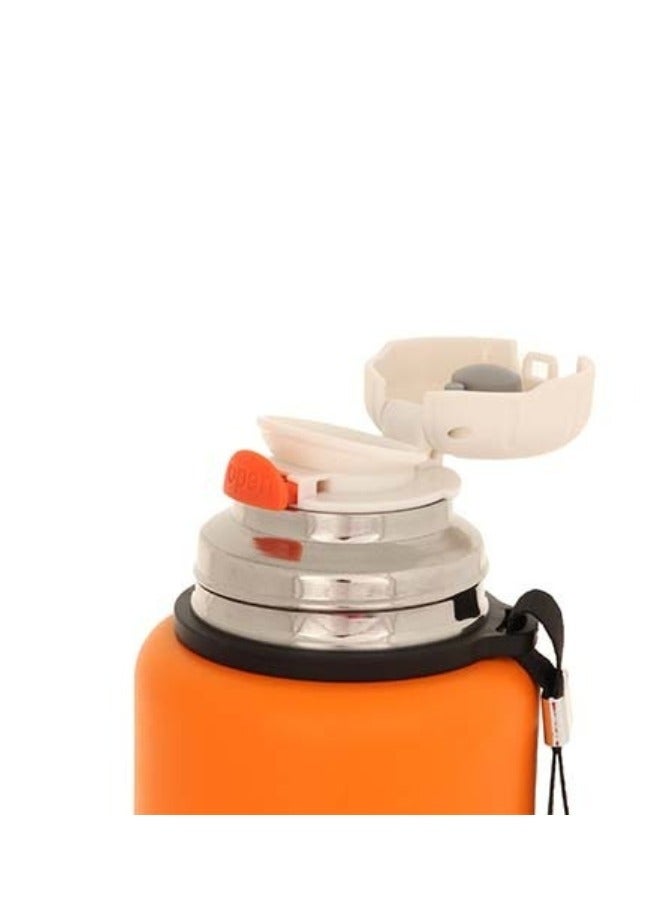 Happy Home Stainless Steel Thermos Flask with Tea Infuser and Mug to Keep Hot Drinks for 12 Hours and Cold Drinks for 6 Hours 800ml - Orange - Image 3