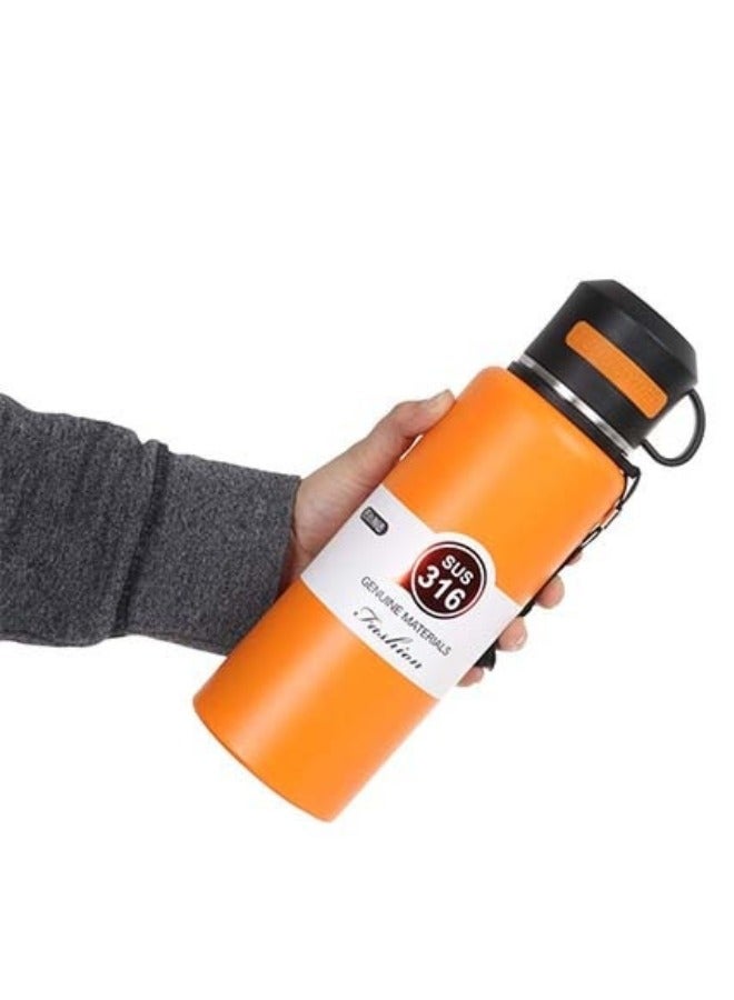 Happy Home Stainless Steel Thermos Flask with Tea Infuser and Mug to Keep Hot Drinks for 12 Hours and Cold Drinks for 6 Hours 800ml - Orange - Image 2