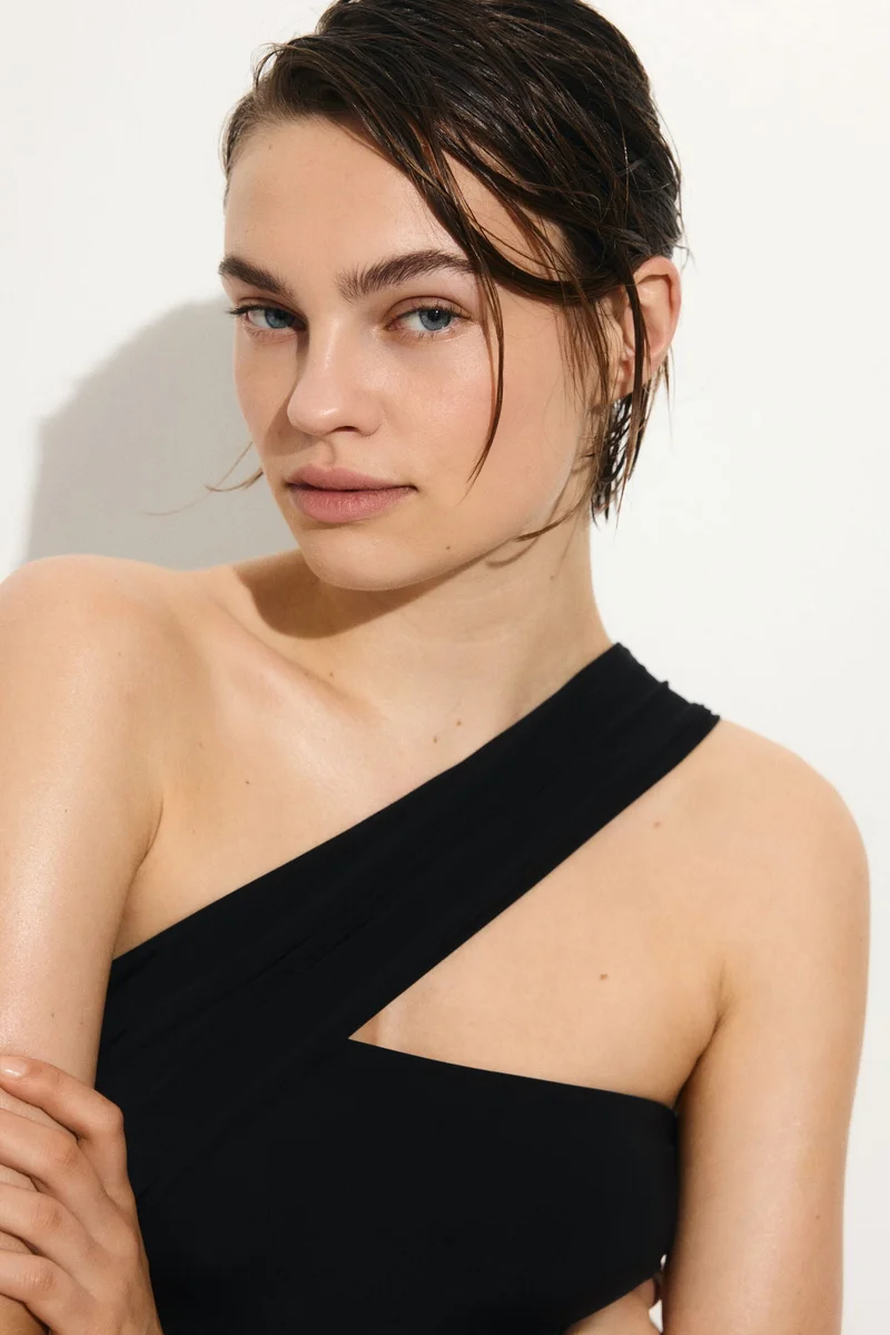 H&M Padded-cup one-shoulder swimsuit