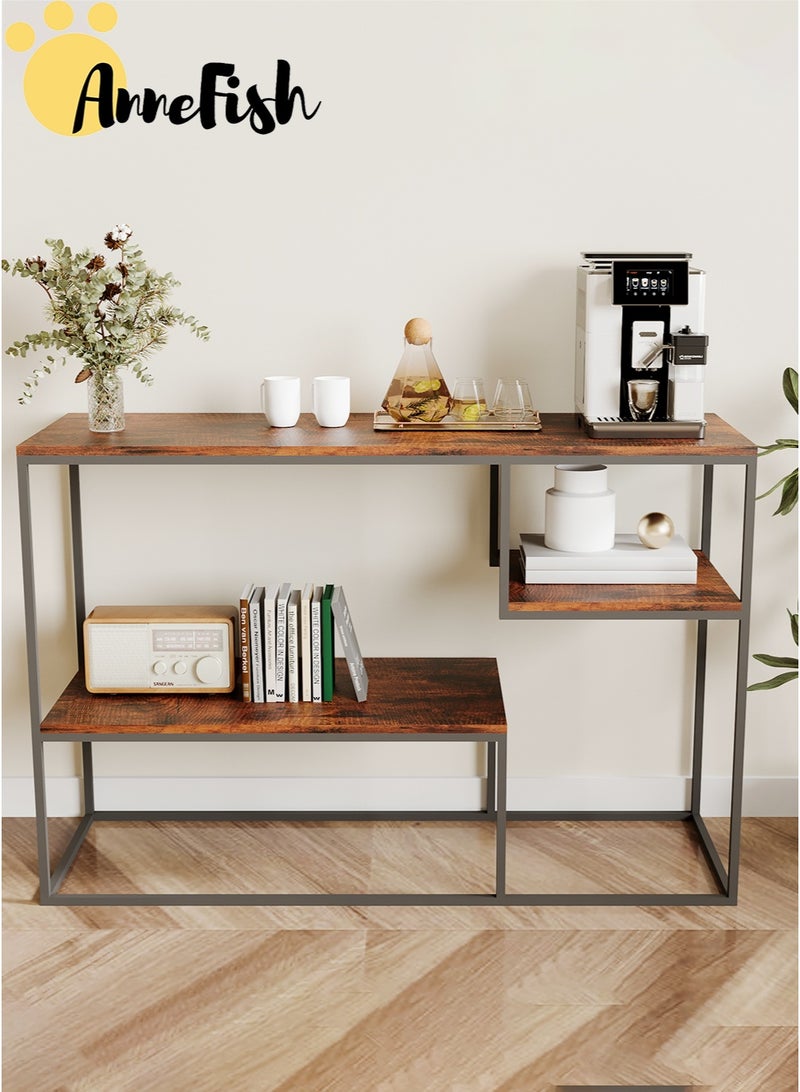 آن فش قطعتان من طاولات الكونسول ثلاثية الطبقات، مقاس 120 × 40 × 80 سم، مع رف تخزين، مناسبة للأريكة والمدخل وغرفة المعيشة. - Image 3