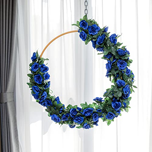 OWPFJG 2 Pack (16FT) Artificial Rose Vine Fake Flowers Garland Hanging Silk Rose Ivy Plants Vine for Father's Day,Wedding Arch Party Garden Home Aesthetic Art Décor (Royal Blue) - Image 5