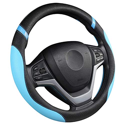 Cxtiy Universal Leather Steering Wheel Cover for Women Steering Wheel Cover for Car 15 inch (Blue) - Image 2
