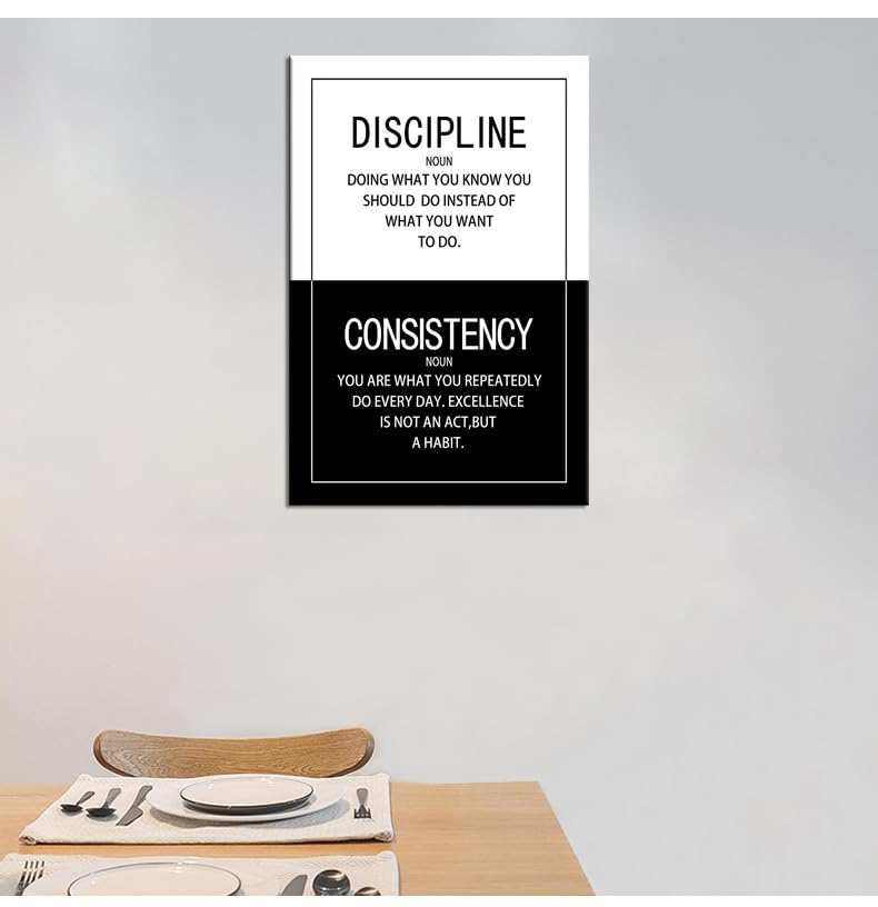 WYJDFART Inspirational Wall Art Discipline Consistency Noun Motivational Posters Picture Prints Canvas Modern Home Decor Painting Artwork for Office Stretched and Framed Ready to Hang [12''W x 18''H] - Image 3