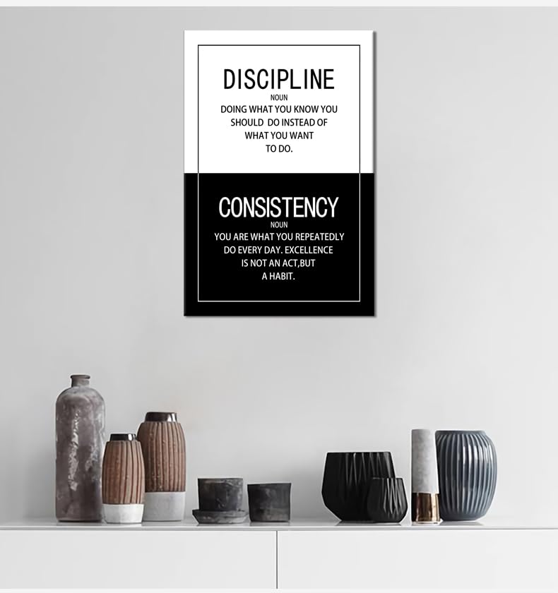 WYJDFART Inspirational Wall Art Discipline Consistency Noun Motivational Posters Picture Prints Canvas Modern Home Decor Painting Artwork for Office Stretched and Framed Ready to Hang [12''W x 18''H] - Image 4