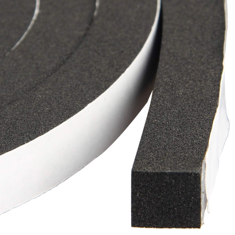 MXCELL High Density Foam Tape Waterproof Sealing Strip CR Strips Neoprene Single-Sided Adhesive EVA Seal AC Foam Weather Stripping 1/2in X 1/2in X 13Ft - Image 1