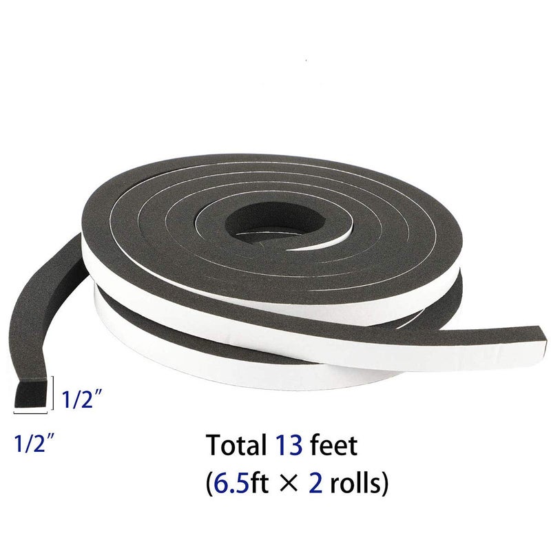 MXCELL High Density Foam Tape Waterproof Sealing Strip CR Strips Neoprene Single-Sided Adhesive EVA Seal AC Foam Weather Stripping 1/2in X 1/2in X 13Ft - Image 2