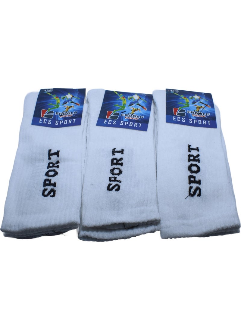 Seva Men's Sports Socks Towel Socks - White - 3 Pairs 