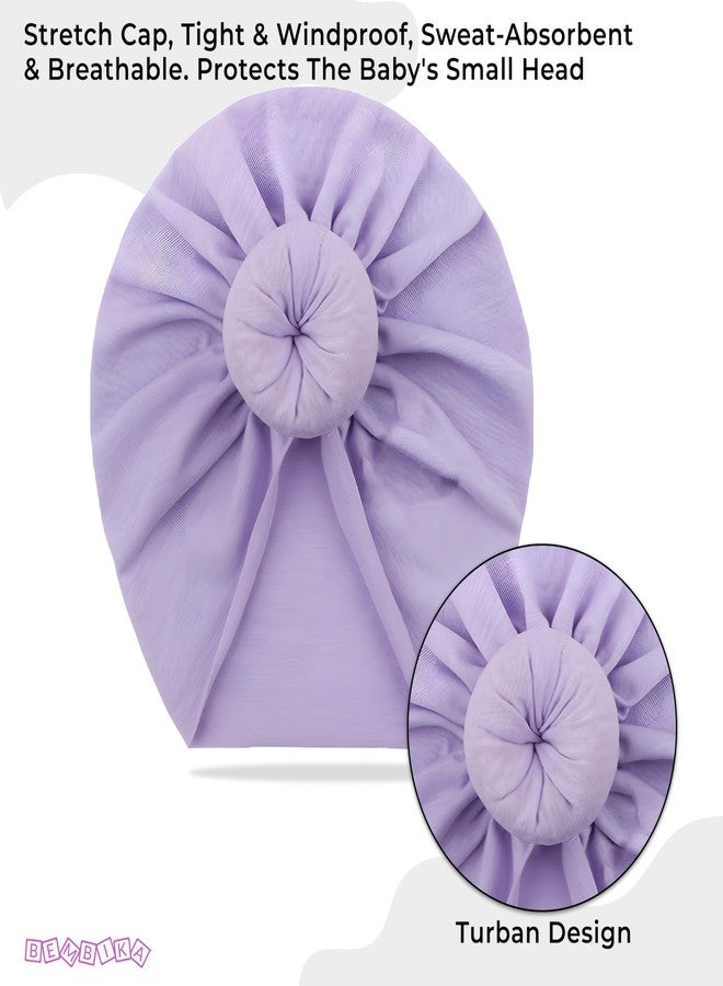 BEMBIKA Beanie Bun Headband for Baby Girls Soft & Stretchy Hair Accessories, Stylish Newborn & Toddler Headband -(3-36 Months | Lavender) - Image 5