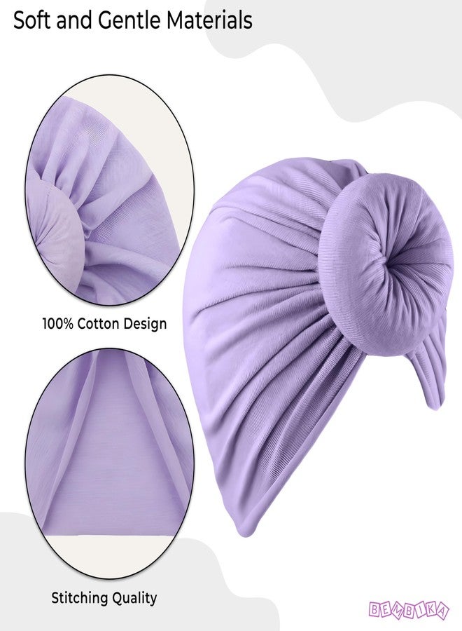 BEMBIKA Beanie Bun Headband for Baby Girls Soft & Stretchy Hair Accessories, Stylish Newborn & Toddler Headband -(3-36 Months | Lavender) - Image 4