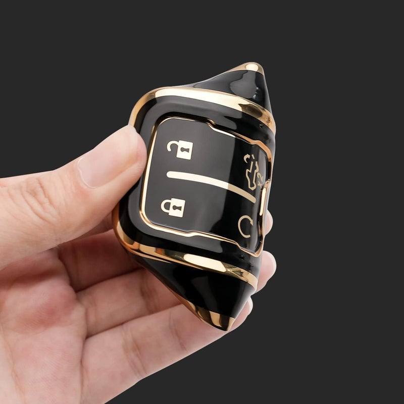 Bqepe Key Fob Cover with Keychain for Chevrolet Silverado and GMC Sierra (2015-2022, Black, 6 Buttons) - Image 4