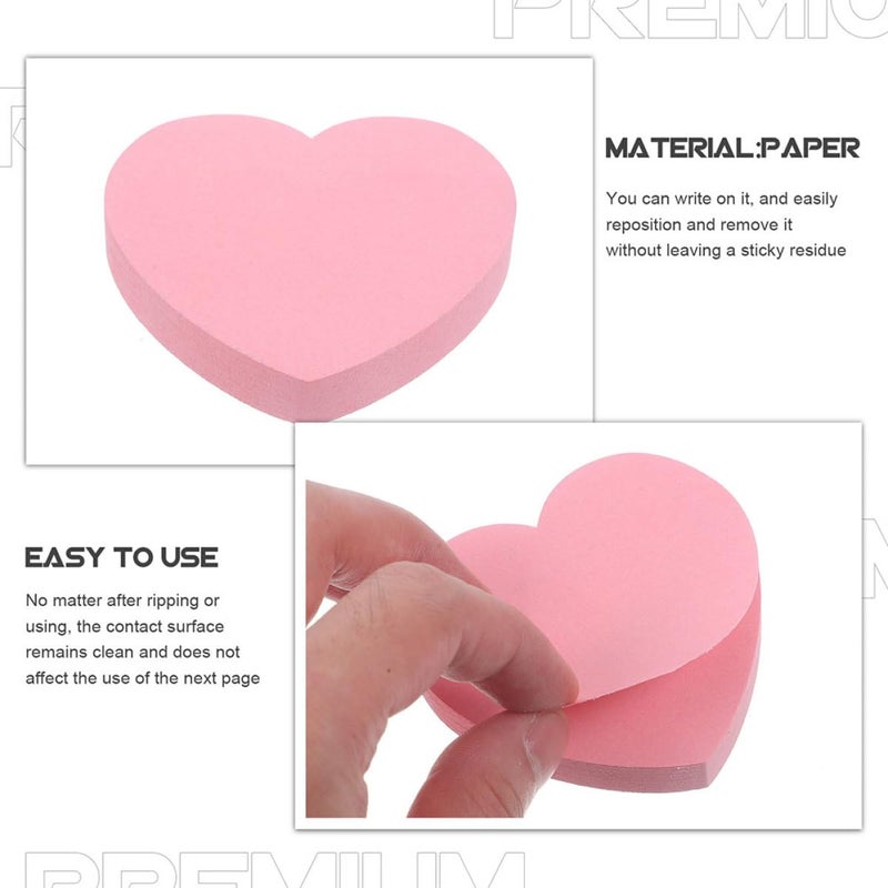 Heart Shaped Self Adhesive Note Stickers 500 Sheets Pink Memo Pads For Office School Desk - Image 4