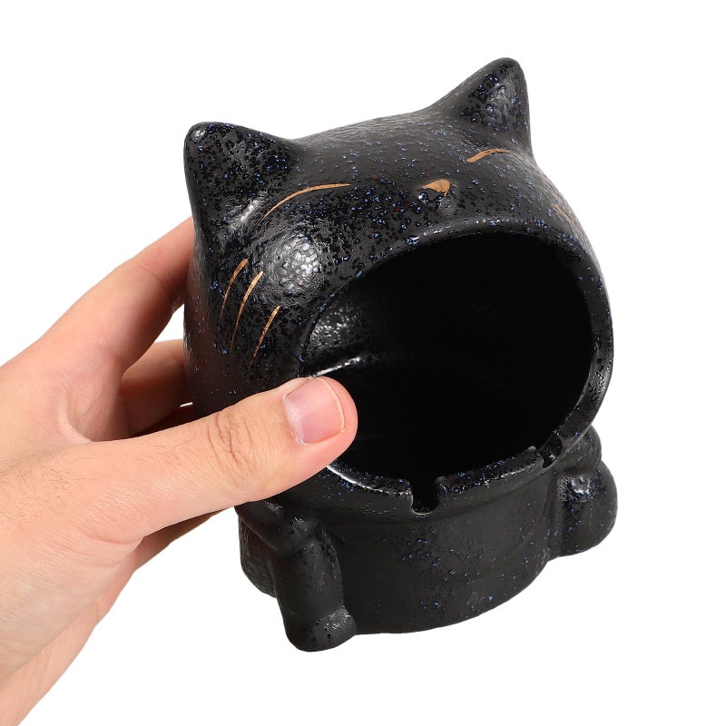 Ceramic Cat Ashtray Smokeless Indoor Outdoor Smoking Ash Tray Decorative Resin Glass Home Office Patio Use - Image 4