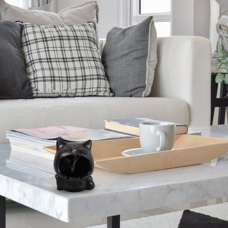 Ceramic Cat Ashtray Smokeless Indoor Outdoor Smoking Ash Tray Decorative Resin Glass Home Office Patio Use - Image 5