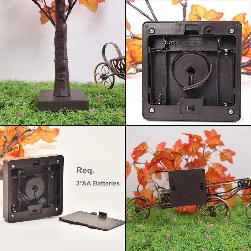S-Union Artificial Fall Lighted Maple Tree 24 LED Thanksgiving Decorations Table Lights Battery Operated for Wedding Party Gifts Indoor Outdoor Autumn Harvest Home Decor - Image 3
