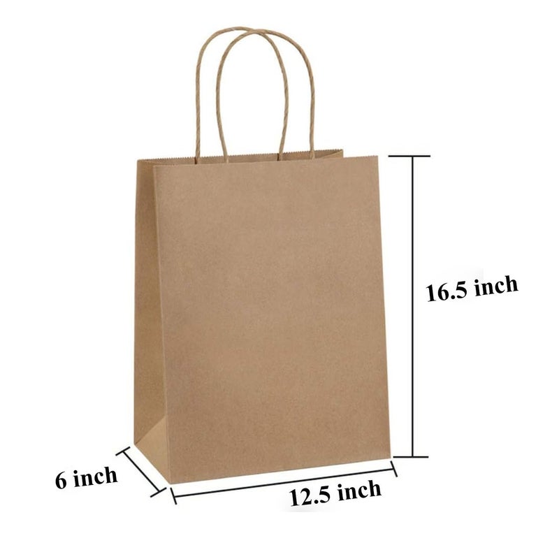 Aakriti Gift Bags Paper Gift Bags Brown Paper Bags with Handles Bulk Wedding Party Favor Bags, Kraft Grocery Shopping Bags, Retail Merchandise Bags (12.5"x6"x16.5" INCH, PACK OF 10PCS) - Image 1