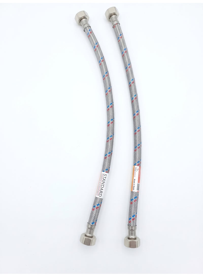 STANDARD Set of 2 Stainless Spanish Plumbing Connector , Pure Copper Nut and IPD Sanitary Inner Hose (2 Pack) - Image 2