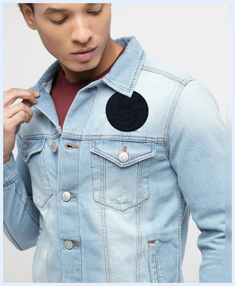 Fiive with Six Stars Blue Applique Embroidered Sewon Patch Size 8cm x 8cm for Jackets TShirts Bags Jeans Pants Outdoor Clothing Imported from Malaysia 1 Piece Code S55  - Image 3