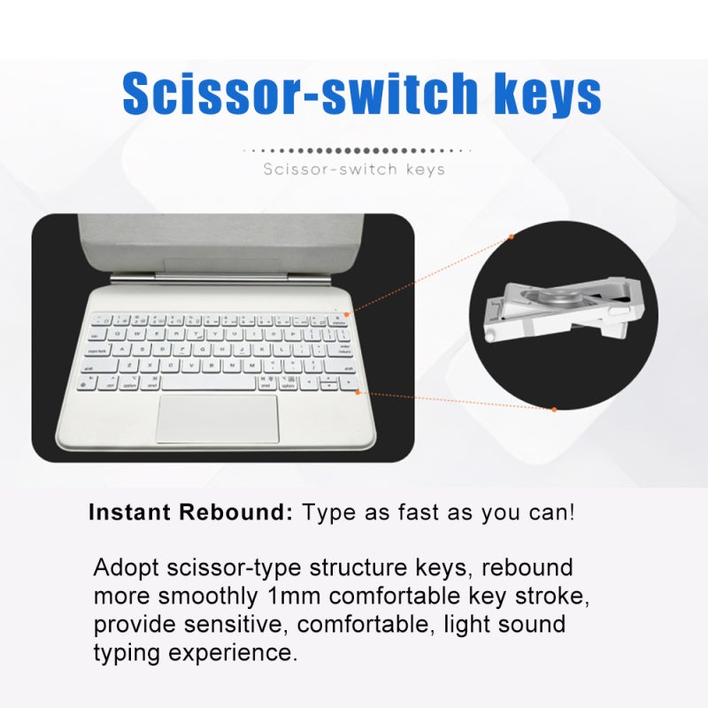 Magic Keyboard: 12.9 Inch Black - 3-In-One Magnetic Design Backlit Silent Keys Floating Stand 135° Adjustment 650mAh Long Battery Life For iPad Pro Users - Image 4