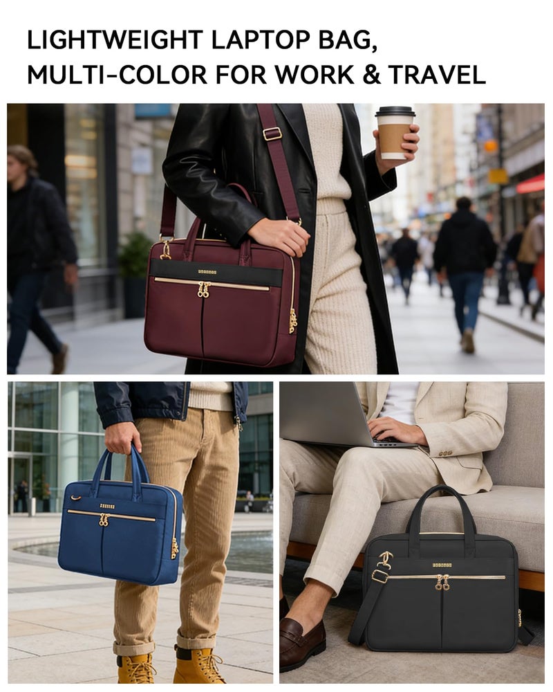 Ferkurn Laptop Bag Case Women Men Computer Bag Compatible with MacBook/HP/LG/Dell, Shoulder Strap Slim Carrying Messenger Briefcase, Wine Red, 17-17.3 Inch - Image 3