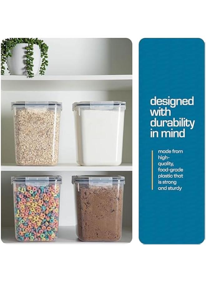 هوكور حاويات تخزين طعام كبيرة مع اغطية سعة 5.2 لتر، 4 عبوات من علب تخزين الطعام البلاستيكية محكمة الغلق خالية من البيسفينول ايه للدقيق والسكر ومستلزمات الخبز، منظم لتخزين الحبوب والارز للمطبخ والمنزل - Image 5