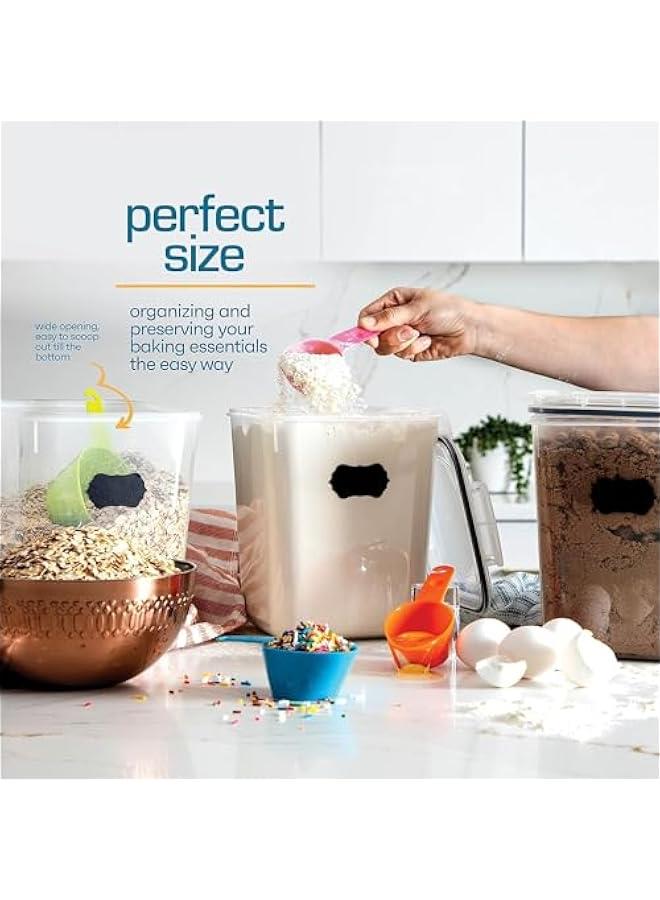 هوكور حاويات تخزين طعام كبيرة مع اغطية سعة 5.2 لتر، 4 عبوات من علب تخزين الطعام البلاستيكية محكمة الغلق خالية من البيسفينول ايه للدقيق والسكر ومستلزمات الخبز، منظم لتخزين الحبوب والارز للمطبخ والمنزل - Image 4