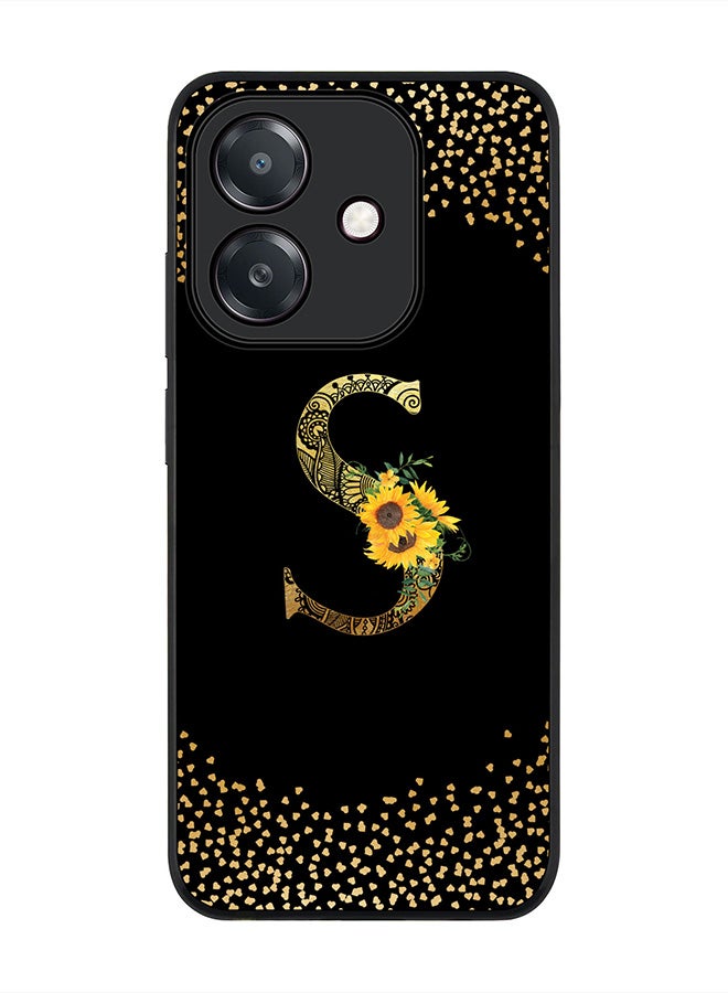 Stylizedd For Oppo A5i Case,Slim fit Camera Protection, Shockproof Thin Phone cover  - Custom Floral Monogram - S ( Black )