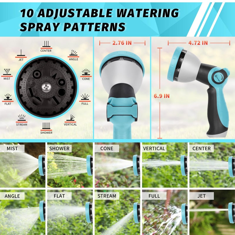 AUTOMAN Garden Hose Nozzle Sprayer - 10 Spray Patterns, High Pressure, Thumb Control On Off Valve, Metal Duty Water Nozzle, Extra 3 Washers, for Watering Garden, Cleaning, Washing Car, Showering Pets - Image 5