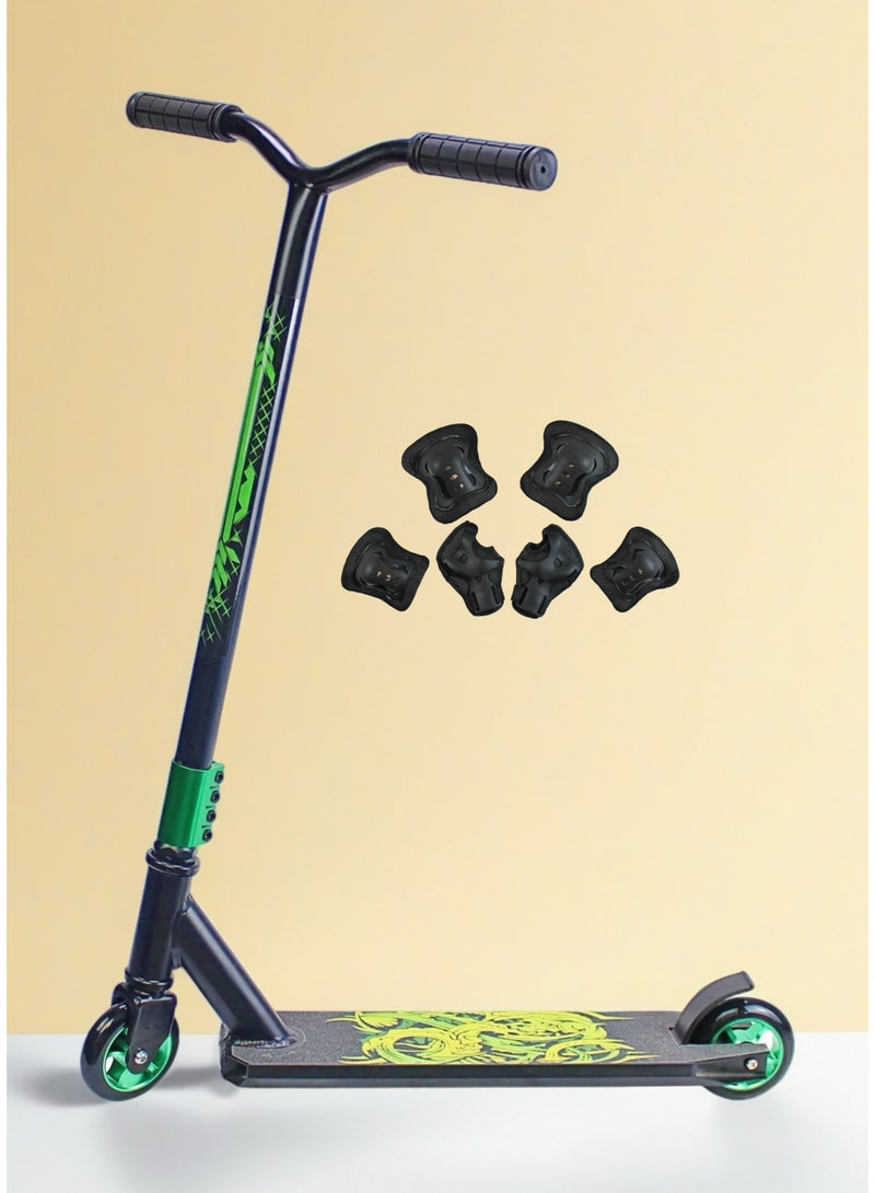 إيزي فيتشور سكوتر EASY FUTURE خفيف الوزن ذو عجلتين، سكوتر احترافي بسطح من الألومنيوم، وعجلات معدنية 110 مم، ومقود عريض، وفرامل فولاذية، ودوران 360 درجة، مثالي للمبتدئين والمتوسطين، بما في ذلك مجموعة معدات الحماية - Image 1