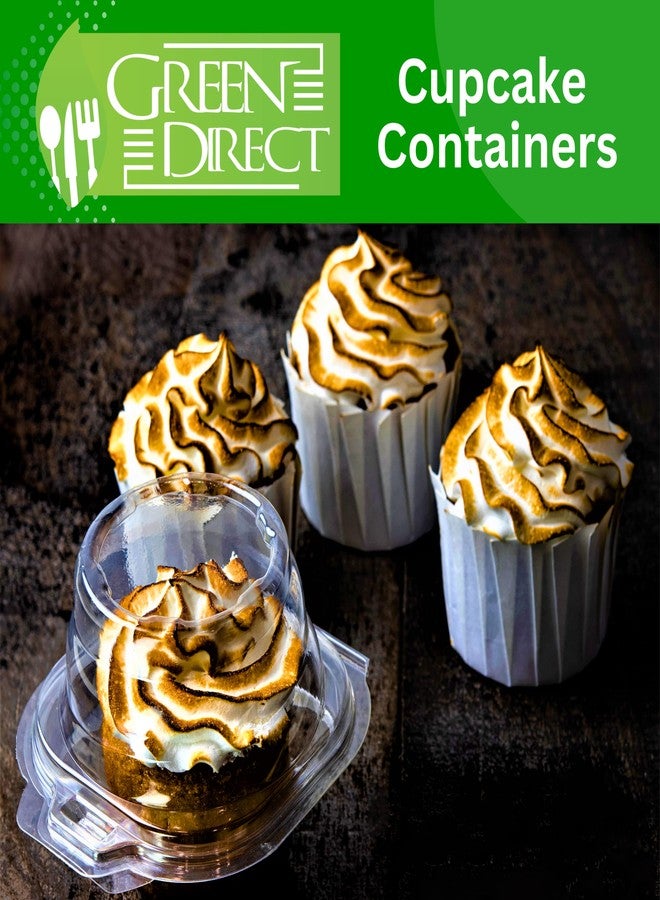 Green Direct Clear Cupcake Individual Containers | Stackable Cupcake Holders With Lid | Airtight Cupcake Boxes Disposable BPA Free Pack of 50 - Image 2