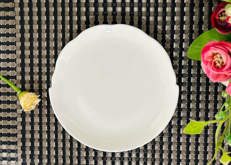 ALTAICA Porcelain Platter with Dip Bowl Serving for Snacks, Starter, Salad, Perfect for Modern Kitchen Size - 20x20x2 CM - Image 4
