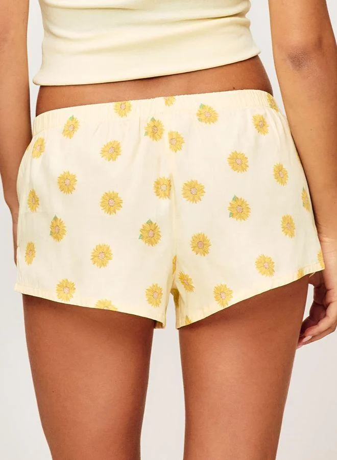 Undiz Short in printed poplin sunflowers